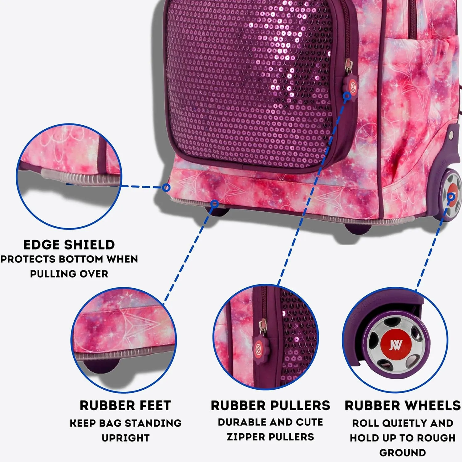 J World New York Kids' Sparkle Rolling Backpack