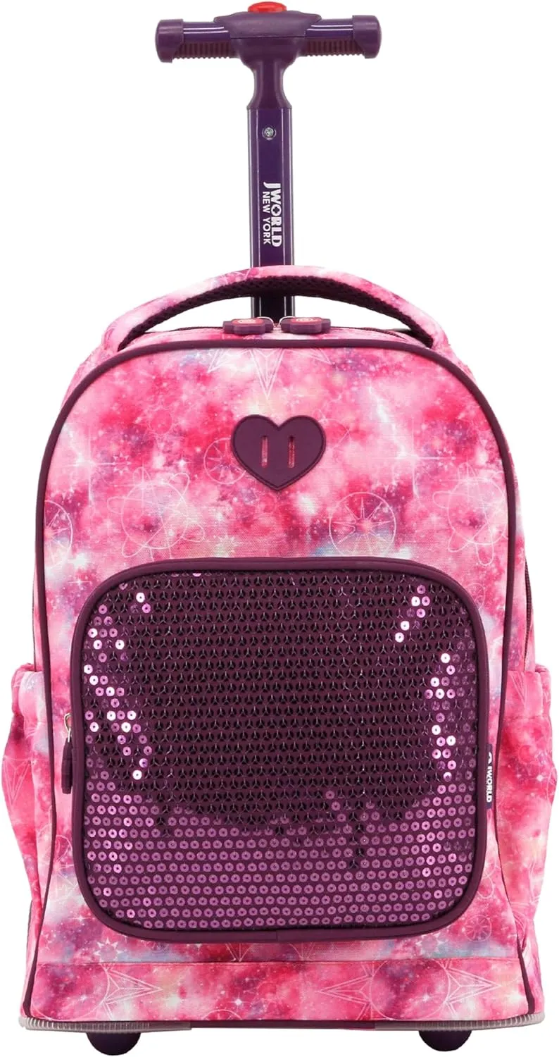J World New York Kids' Sparkle Rolling Backpack