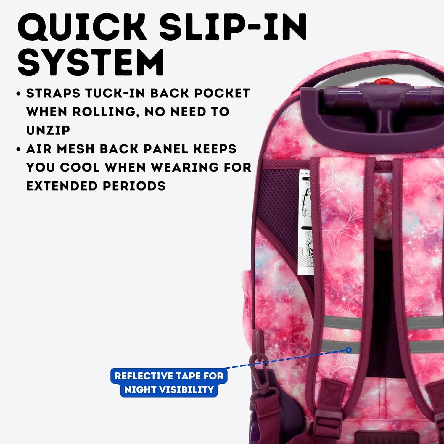 J World New York Kids' Sparkle Rolling Backpack