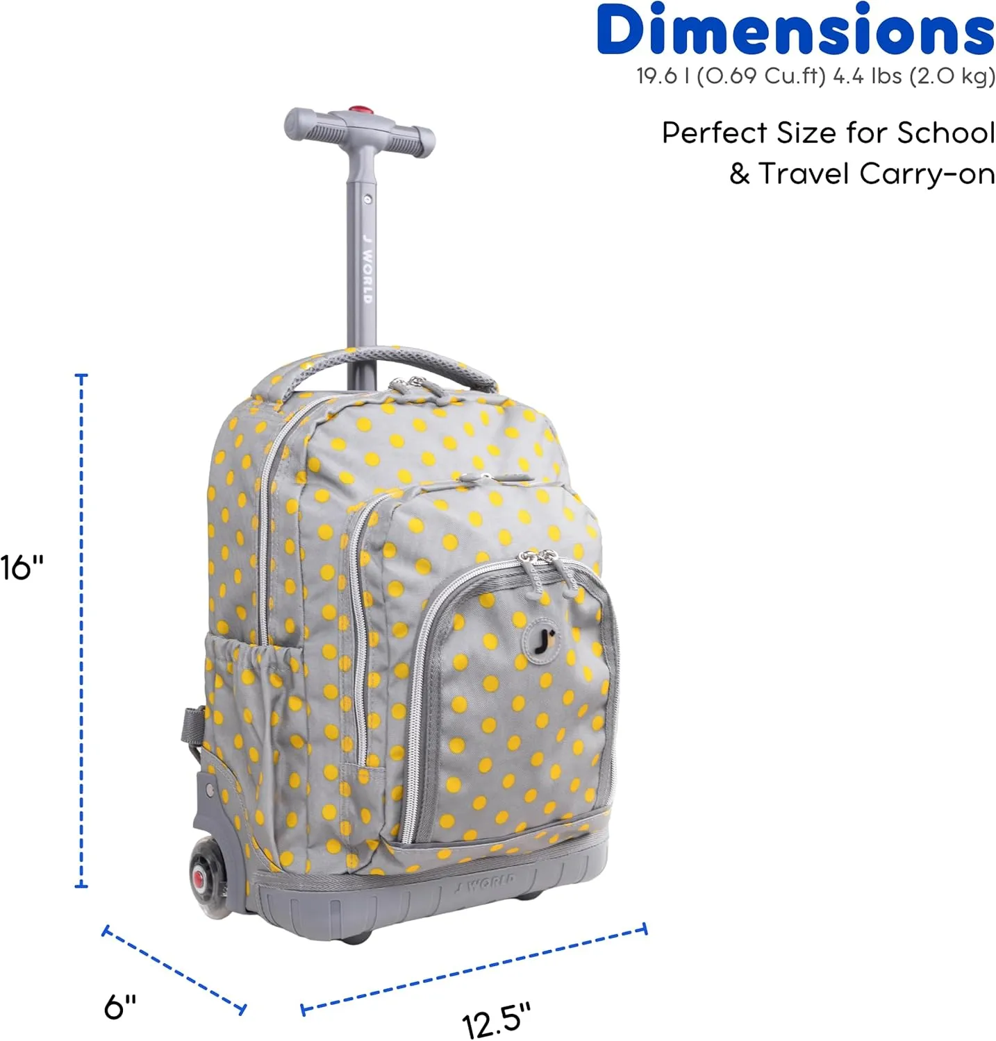 J World New York Lollipop Kids Rolling Backpack & Lunch Bag Set, Candy Buttons, One Size