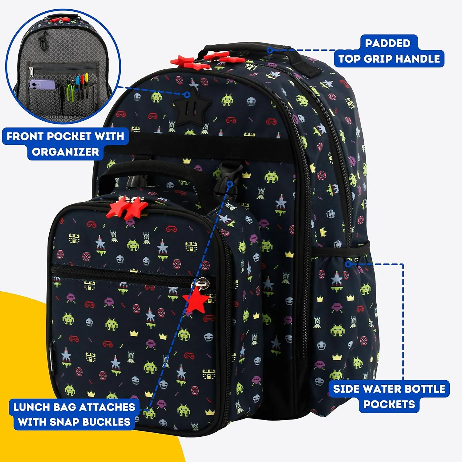 J World New York Unisex Kid's Backpack with Lunch Bag Set, Game, One Size