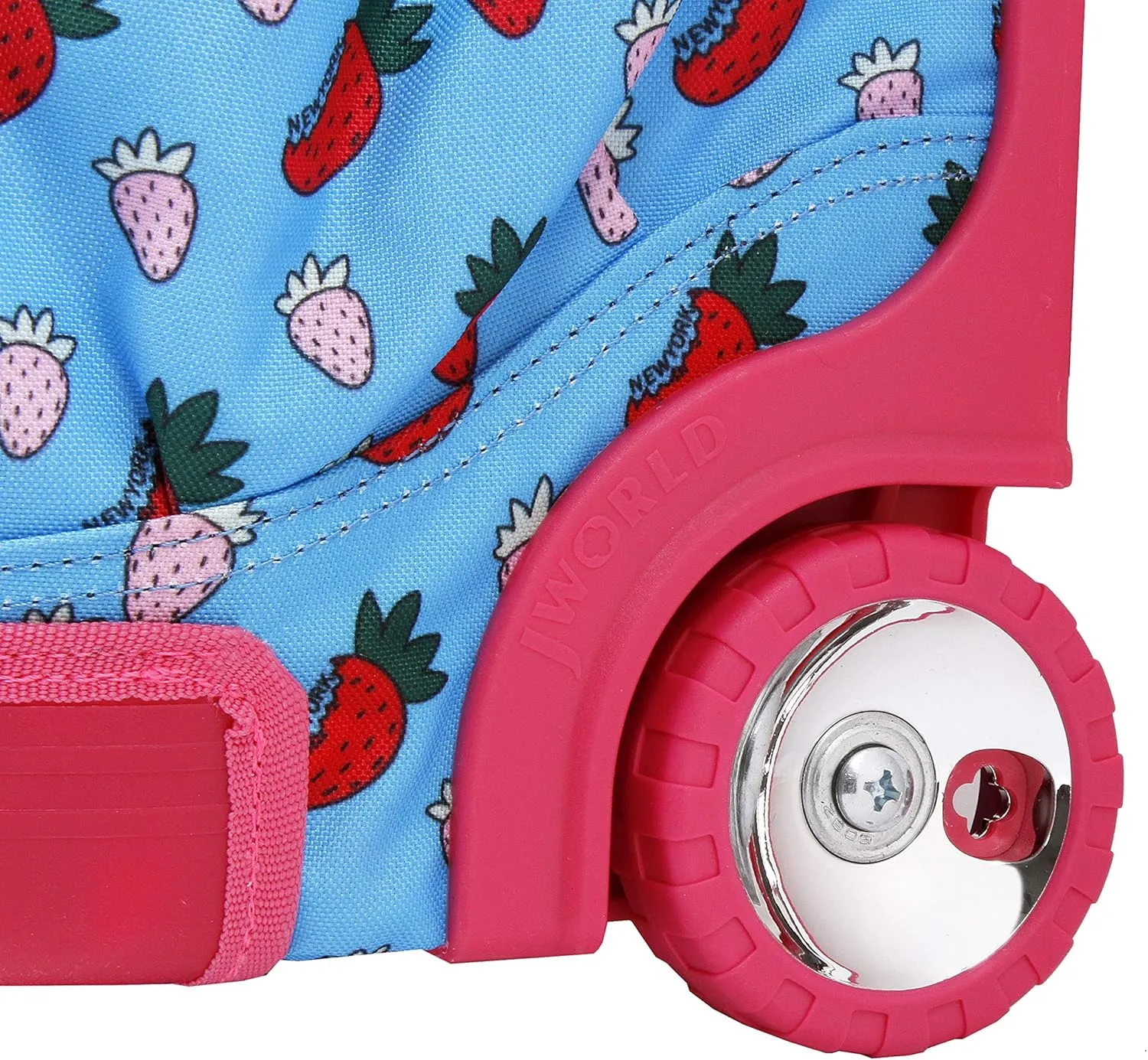 J World New York Unisex Kid's Duo Rolling Backpack with Lunch Box Set, Strawberry, One Size