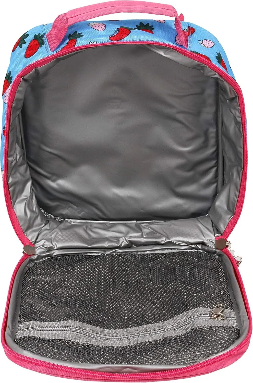 J World New York Unisex Kid's Duo Rolling Backpack with Lunch Box Set, Strawberry, One Size