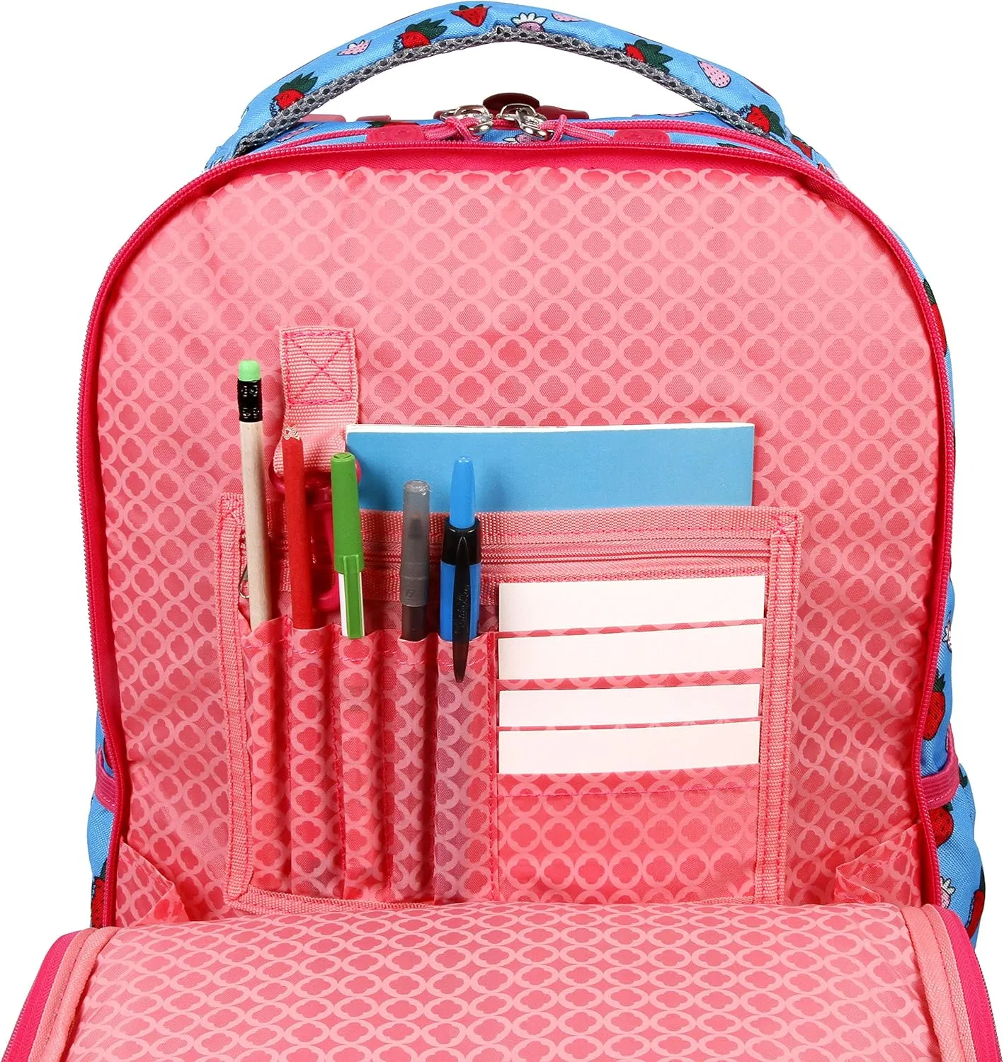 J World New York Unisex Kid's Duo Rolling Backpack with Lunch Box Set, Strawberry, One Size