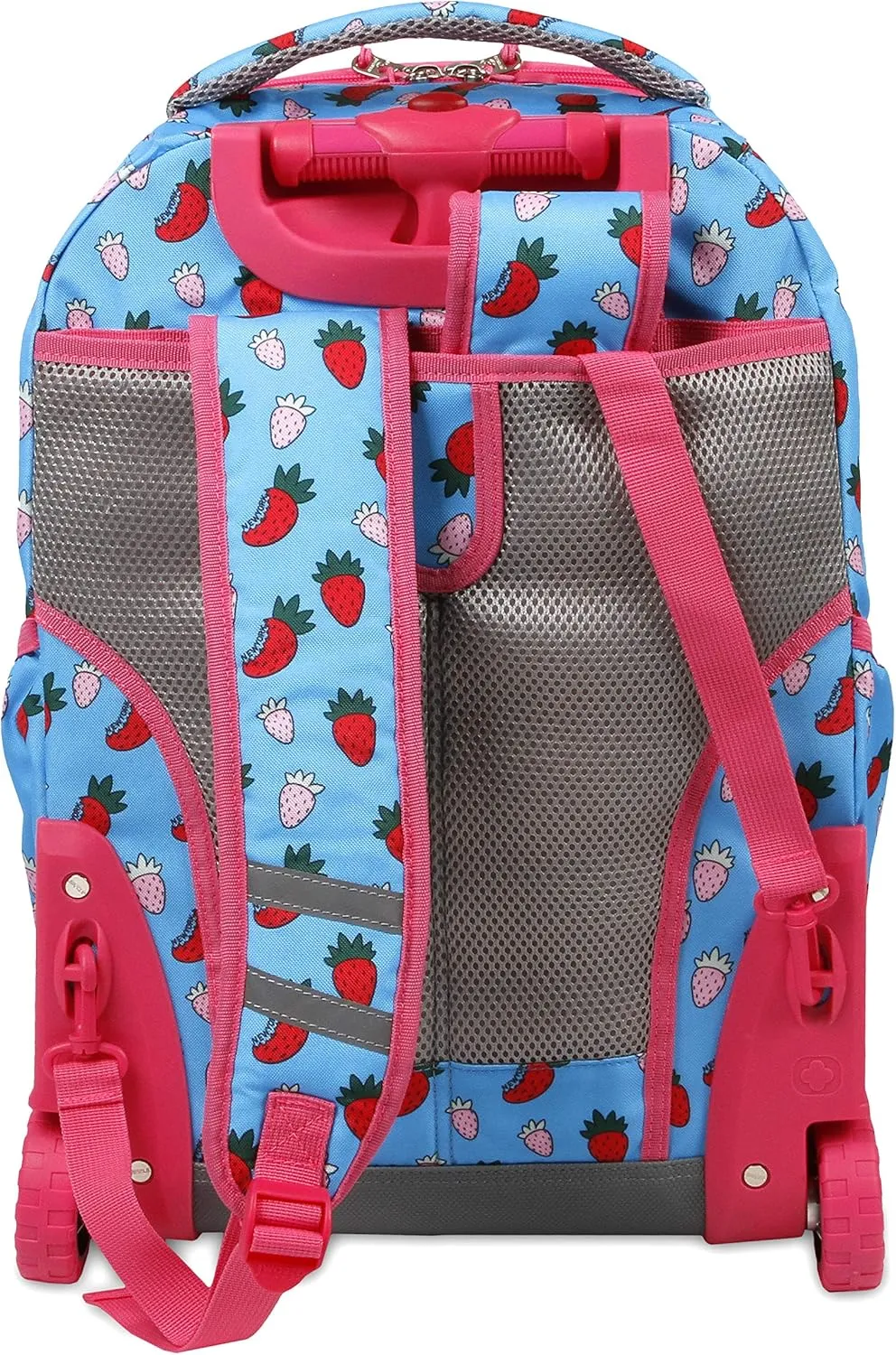 J World New York Unisex Kid's Duo Rolling Backpack with Lunch Box Set, Strawberry, One Size
