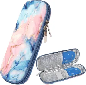 JAKAGO Insulin Cooler Travel Case with 2 Gel Ice Pack TSA Approved Diabetic Medication Cooler Bag with Thermal Insulation Mini Medical Cooling Pouch for Traveling (Quicksand Pink)