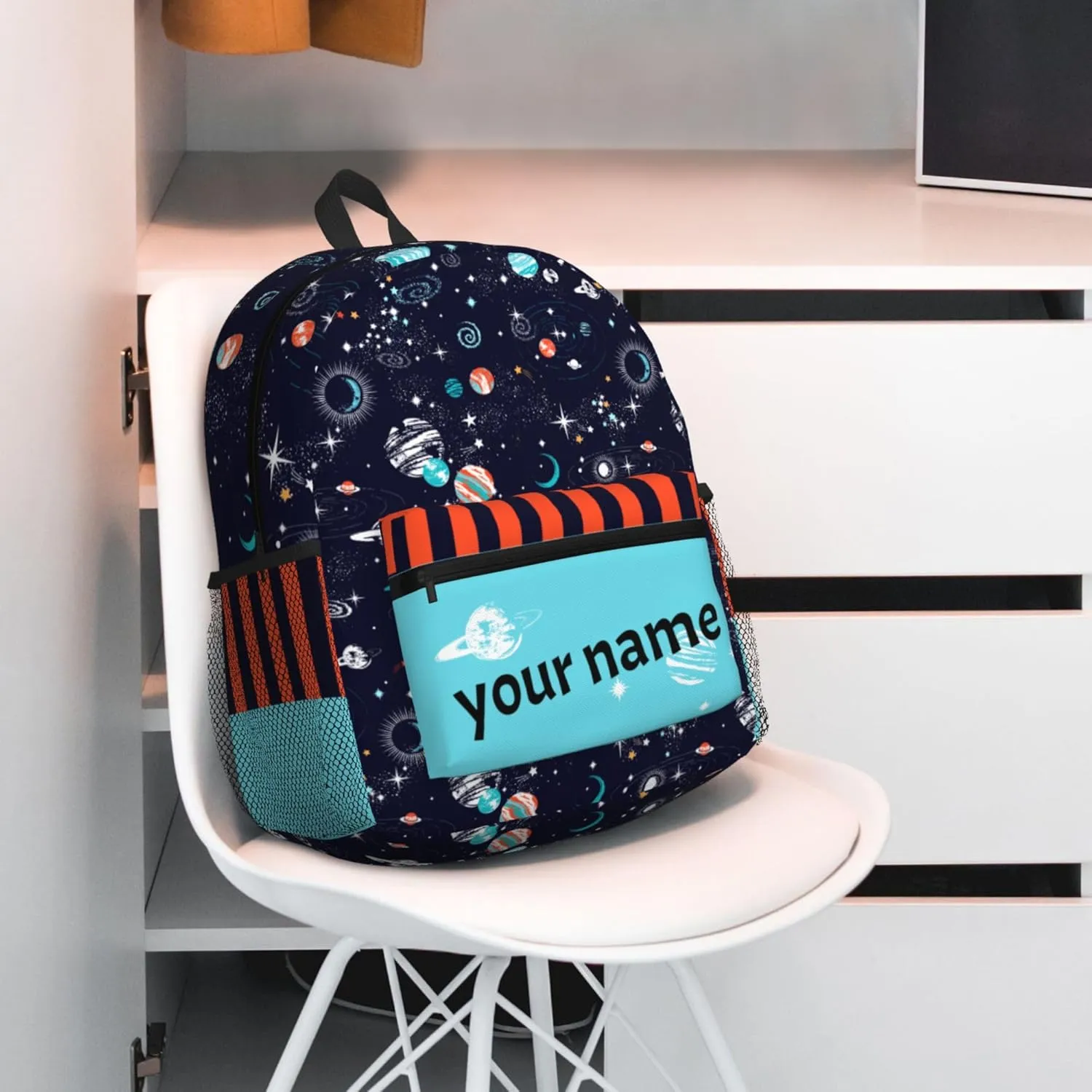 J&SBGFT Custom Backpack for Boys Girls,Personalized Toddler Backpack with Name,Customization Space Print Kid School Backpack Cute Bookbag 15in