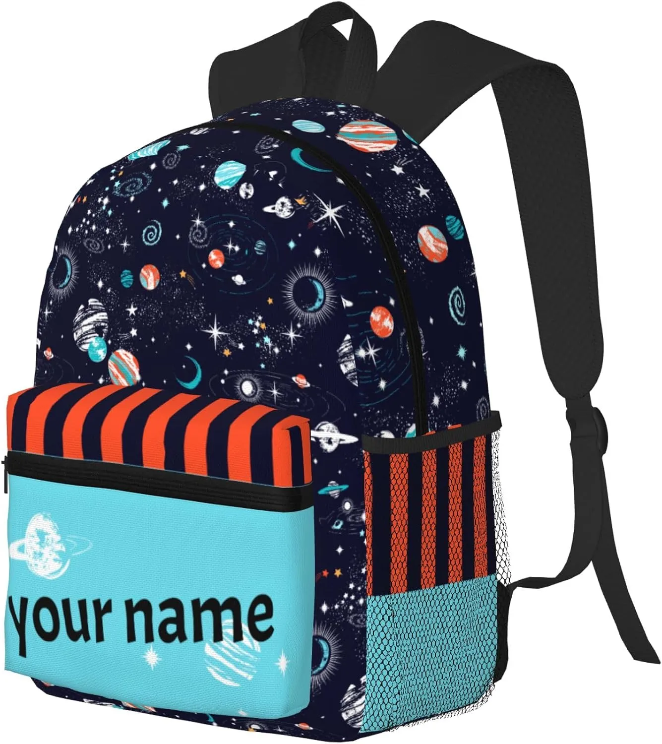 J&SBGFT Custom Backpack for Boys Girls,Personalized Toddler Backpack with Name,Customization Space Print Kid School Backpack Cute Bookbag 15in