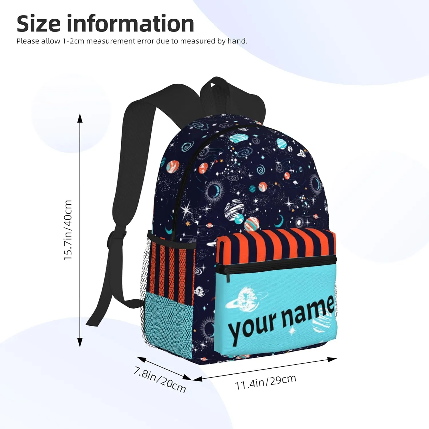 J&SBGFT Custom Backpack for Boys Girls,Personalized Toddler Backpack with Name,Customization Space Print Kid School Backpack Cute Bookbag 15in