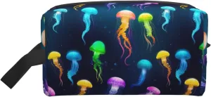 Jellyfish Ocean Print Travel Toiletry Organizer Bag, Large Capacity Storage For Cosmetics, Toiletries