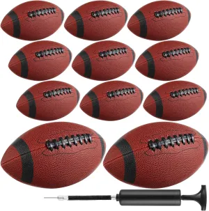 Jerify 12 Pcs Size 9 Composite Leather Footballs Official Size Football Bulk Inflatable Foot Ball with Pump Indoor Outdoor Regulation Highschool College for Training Recreational Play