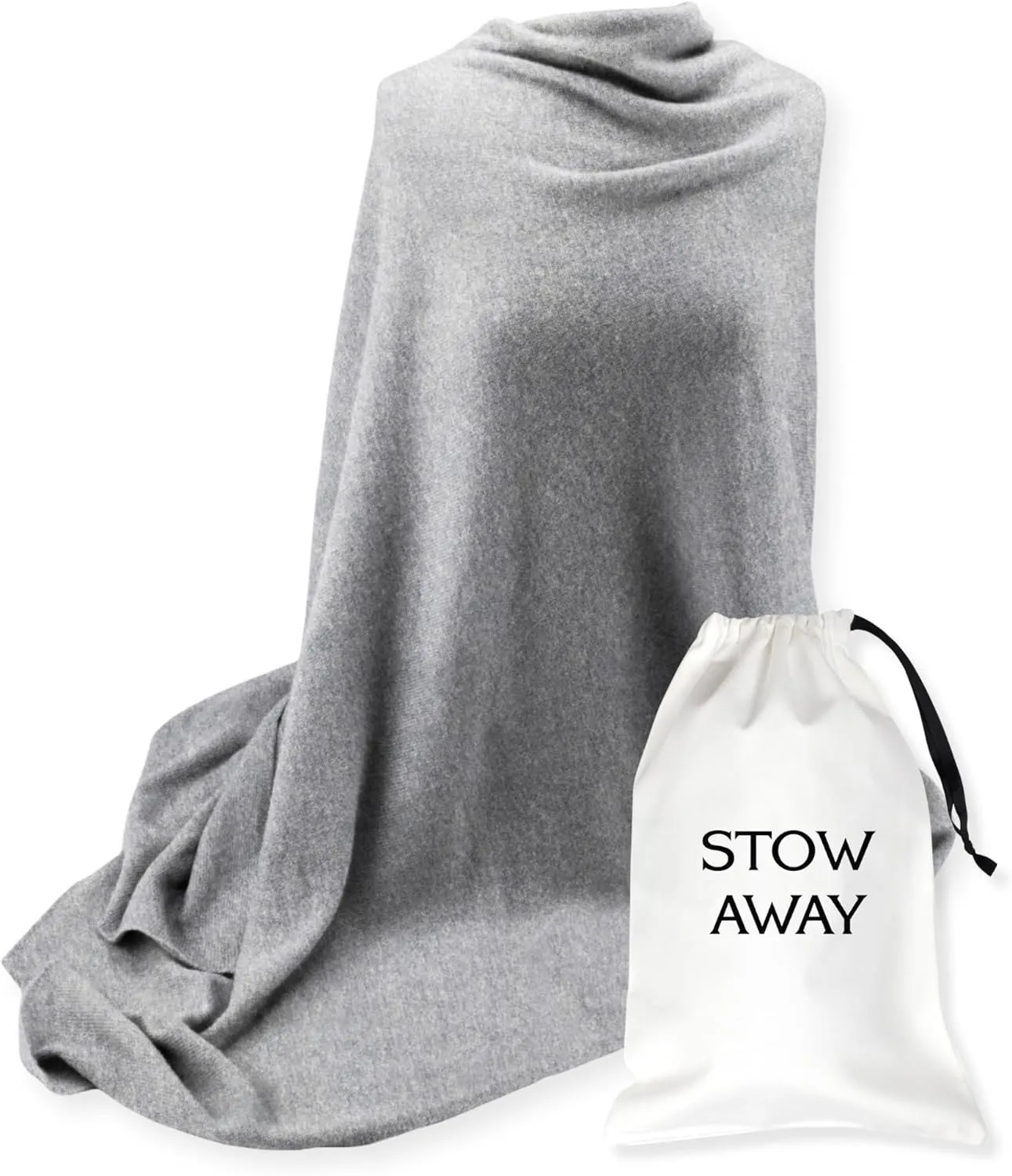 Jet&Bo 100% Pure Cashmere Travel Wrap, Shawl, Scarf & Blanket Gray, Storage Bag   Gift Box
