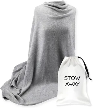 Jet&Bo 100% Pure Cashmere Travel Wrap, Shawl, Scarf & Blanket Gray, Storage Bag   Gift Box