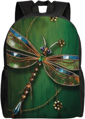 Jewel Dragonfly Cute Backpack Waterproof Lightweight Laptop Backpack Shoulder Bag Casual Daypack For Women Men