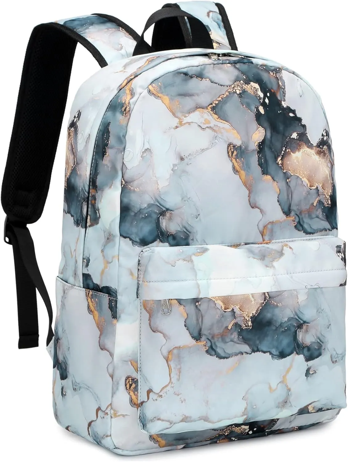 JIANYA Backpacks for Girls, Marble Girls Backpack with Lunch Box Kids School Bag Travel Back Packs