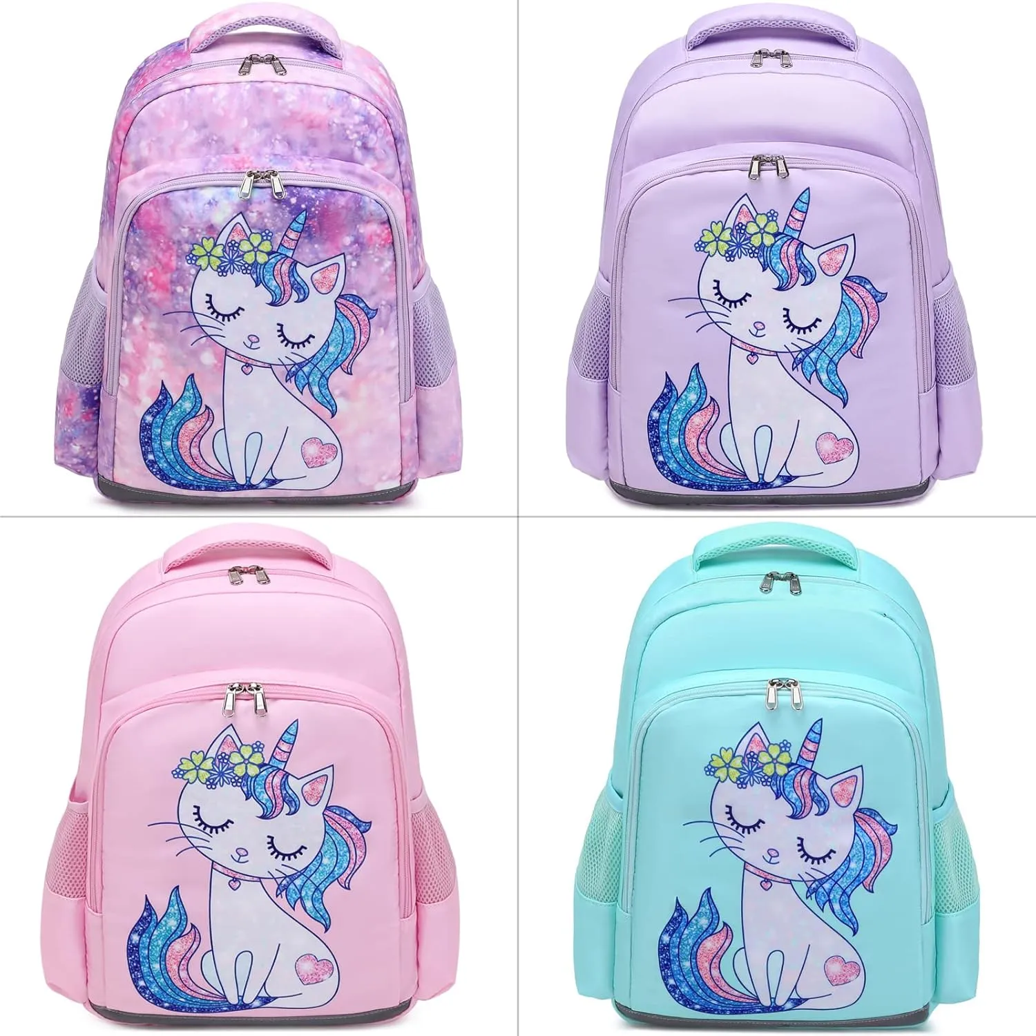 JIANYA Kids Backpack for School Girls Preschool Kindergarten Backpack with Lunch Box & Chest Strap, 15" Tall