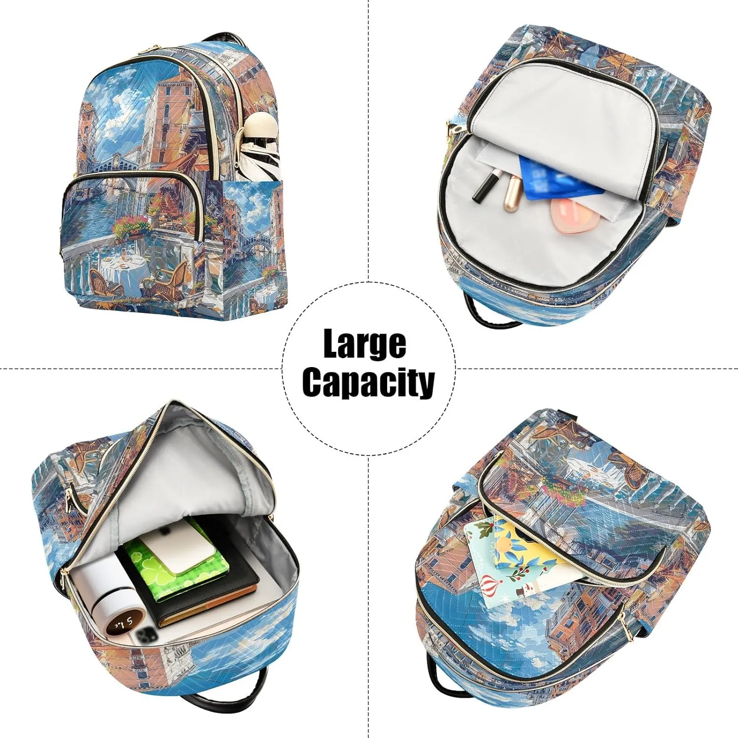 Joisal Venice Riverbank Cafe Backpack for Women Small Anti Theft Work Backpack Woman Medium Travel Bag