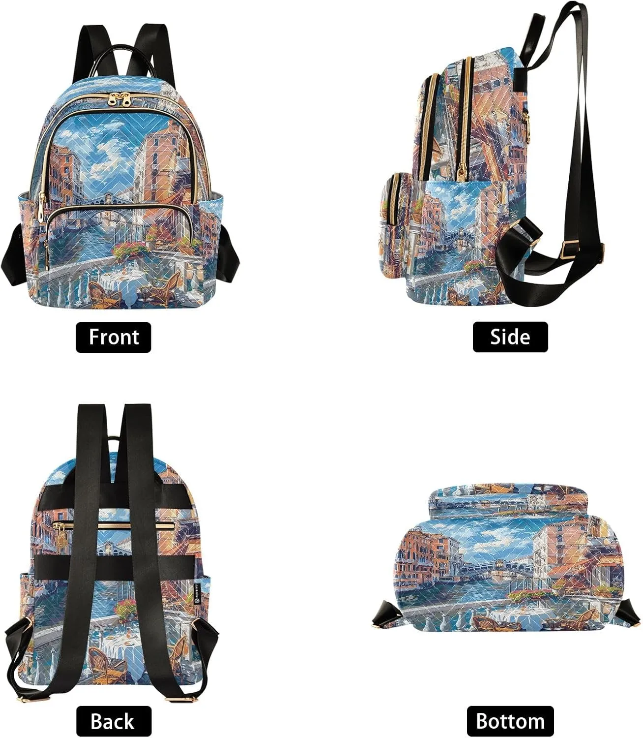Joisal Venice Riverbank Cafe Backpack for Women Small Anti Theft Work Backpack Woman Medium Travel Bag