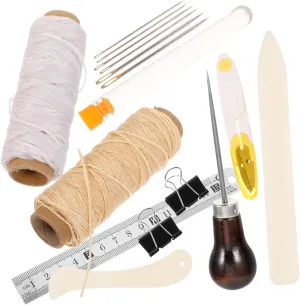 jojofuny 1 Set DIY Leather Sewing Kit Bookbinding Tools for Crafting Includes Needles and Thread for Easy Leather Projects for Beginners and Upholstery Repairs
