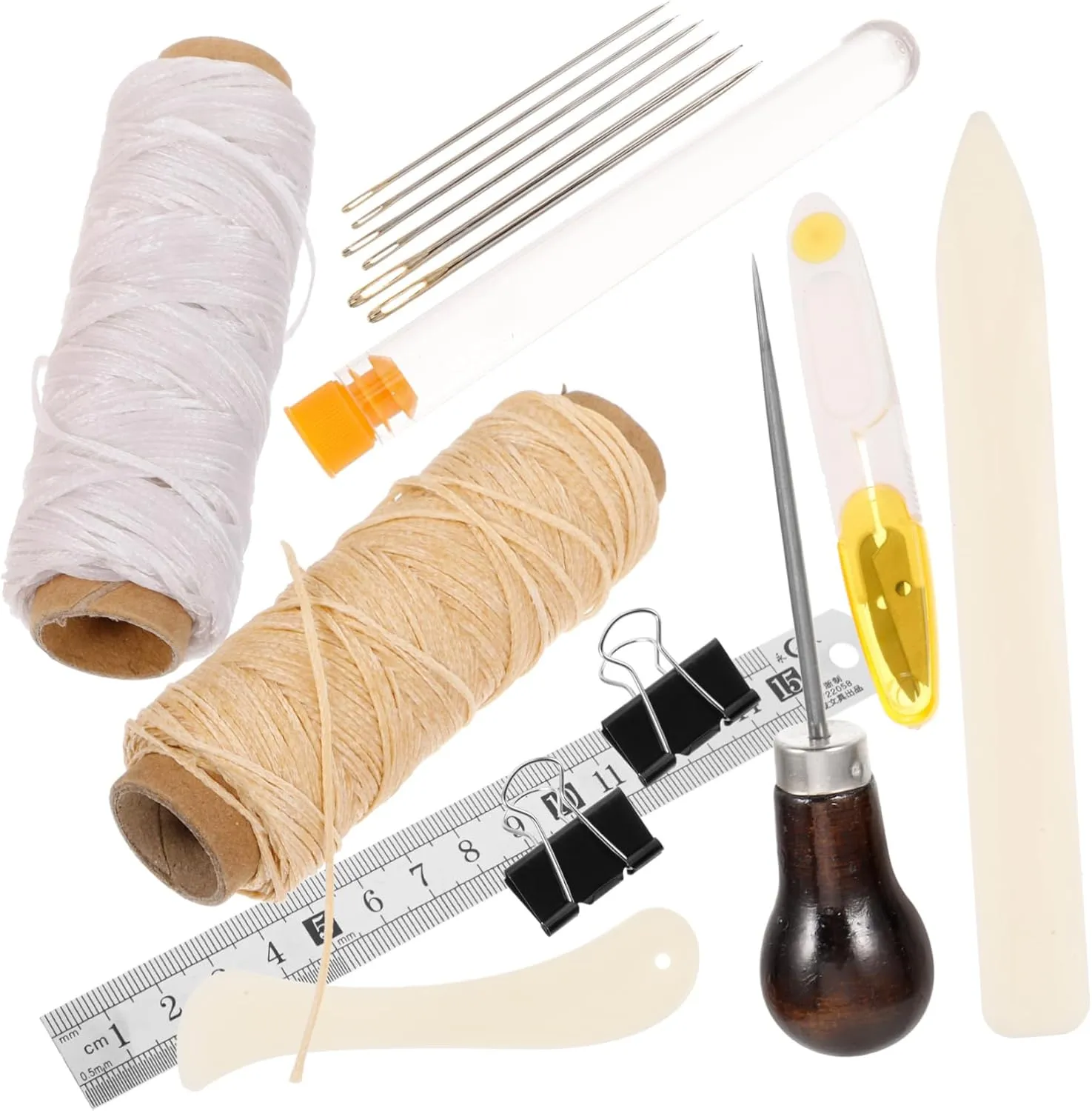 jojofuny 1 Set DIY Leather Sewing Kit Bookbinding Tools for Crafting Includes Needles and Thread for Easy Leather Projects for Beginners and Upholstery Repairs