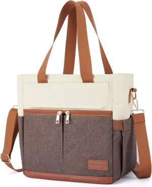 JOYHILL Lunch Bag for Man, Lunch Tote for Woman, Leakproof Insulated Lunch Box with Shoulder Strap, Adult Reusable Lunch Cooler Tote Bags for Work PicnicCamping Beach (B-BROWN)