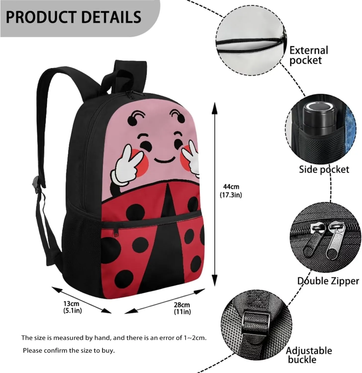 JoyLamoria 3pcs Crossbody Bag Set Lunch Pouch Shoulder Bag Casual Pencil Bag Clutch Purse Lunch Bag Storage, Cute Beetle Print
