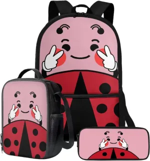 JoyLamoria 3pcs Crossbody Bag Set Lunch Pouch Shoulder Bag Casual Pencil Bag Clutch Purse Lunch Bag Storage, Cute Beetle Print
