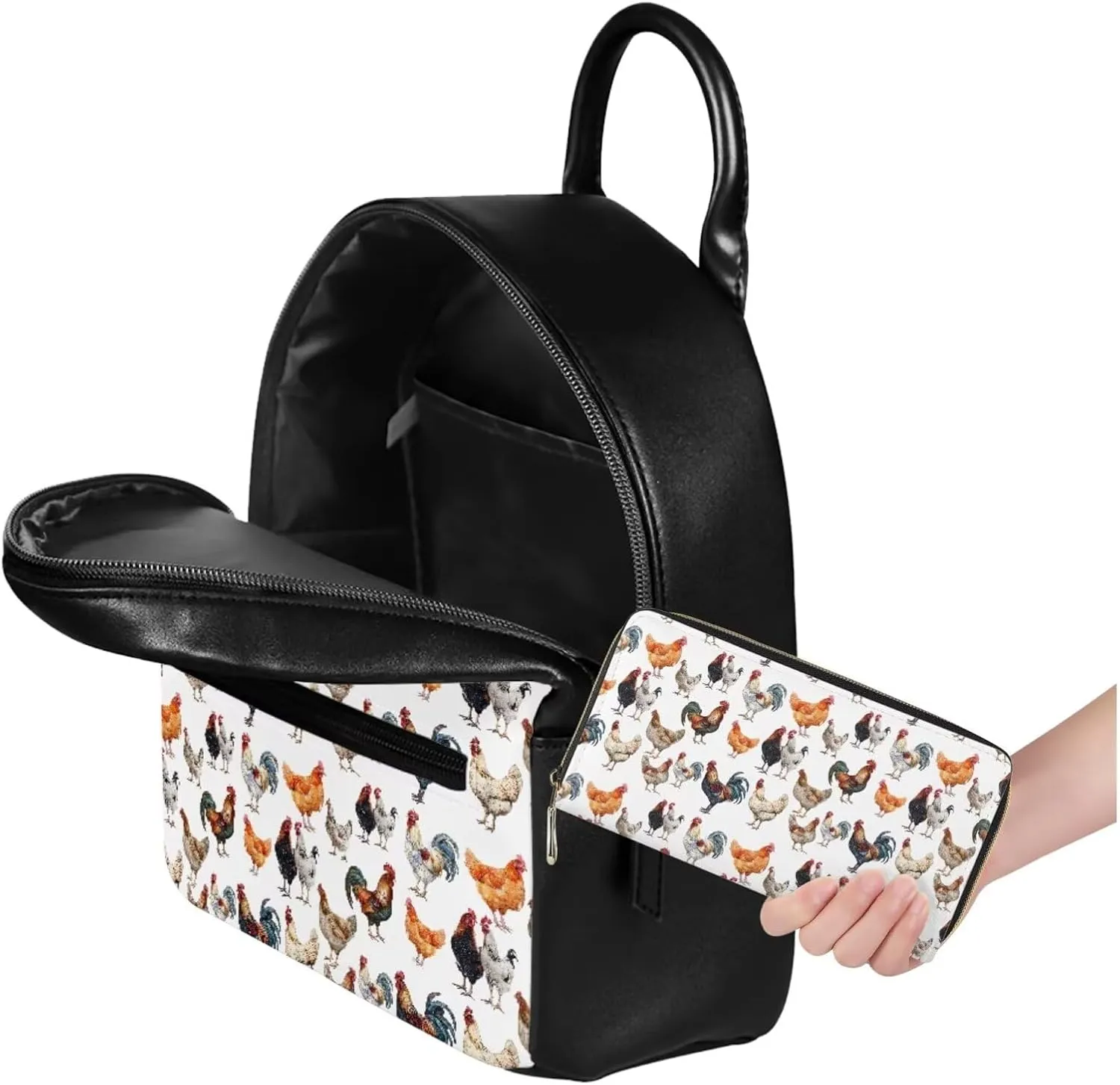 JoyLamoria Travel Backpack Shoulder Bag Lightweight Portable Messenger Bag Wallet Coin Purse with Pocket,Chicken