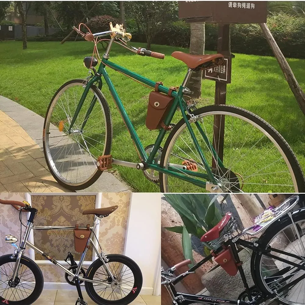 joystar Leather Frame Handmade Bag for Bicycle/Triangular/Bike/Tool Pouch/Accessories/Biker Essentials (Reddish Brown)