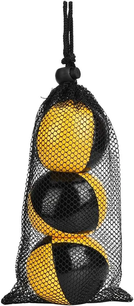 Juggling Balls, Juggling Ball Equipment 3PCS Yellow Black PU Clown Playing with Net Bag Juggle Ball for Beginner