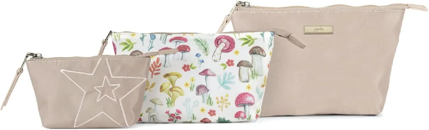 JuJuBe Eco All Set Pouches for Organization, Pretty Travel Toiletry Bag Set for Women, Stylish Party Clutch, Handbag, Makeup Pouch or Toiletry Bags, Diaper Bag Organization Pouches, Snow Leopard