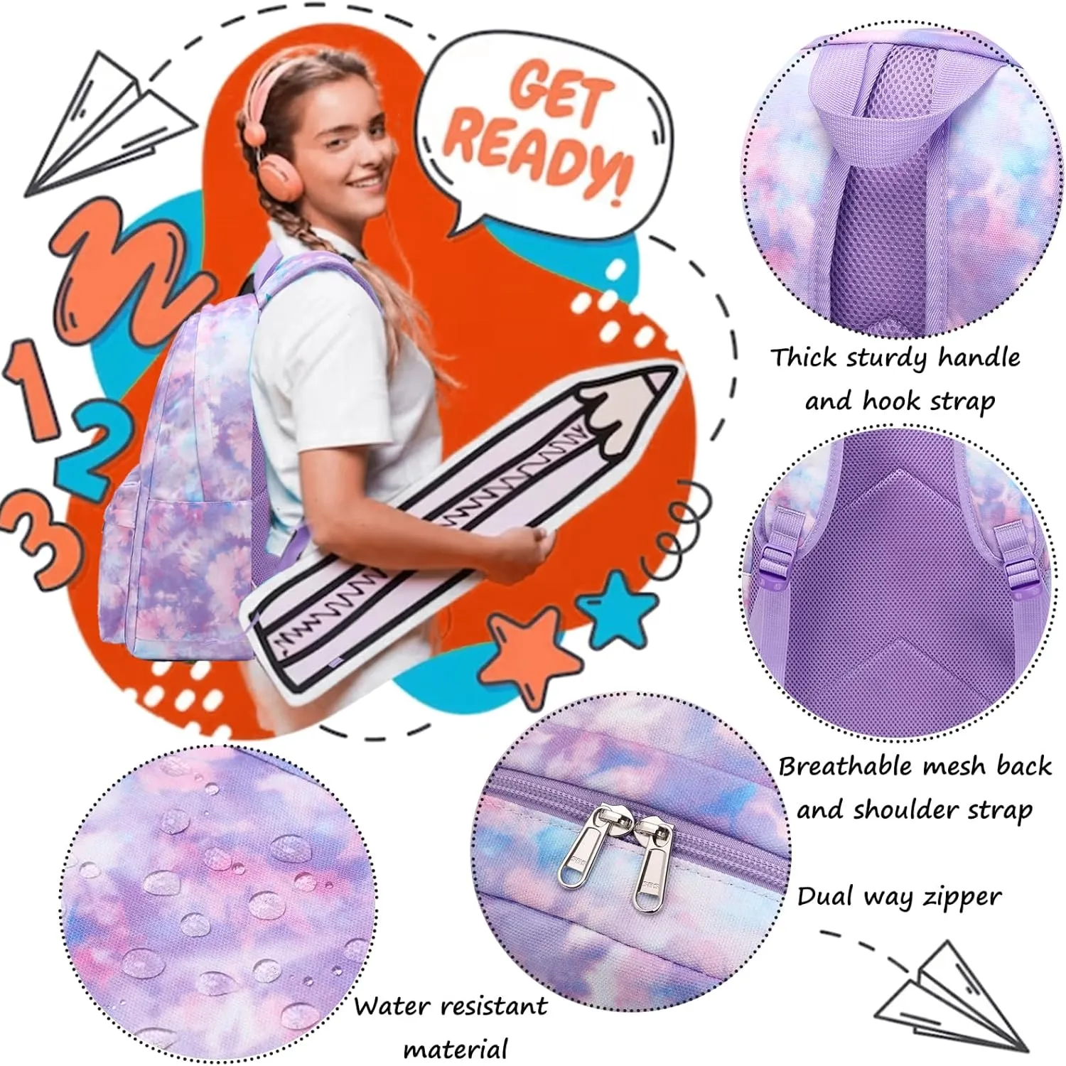 Jumpopack Backpack for Girls School Bag With Lunch Box - Kids Bookbag for Teen Girls