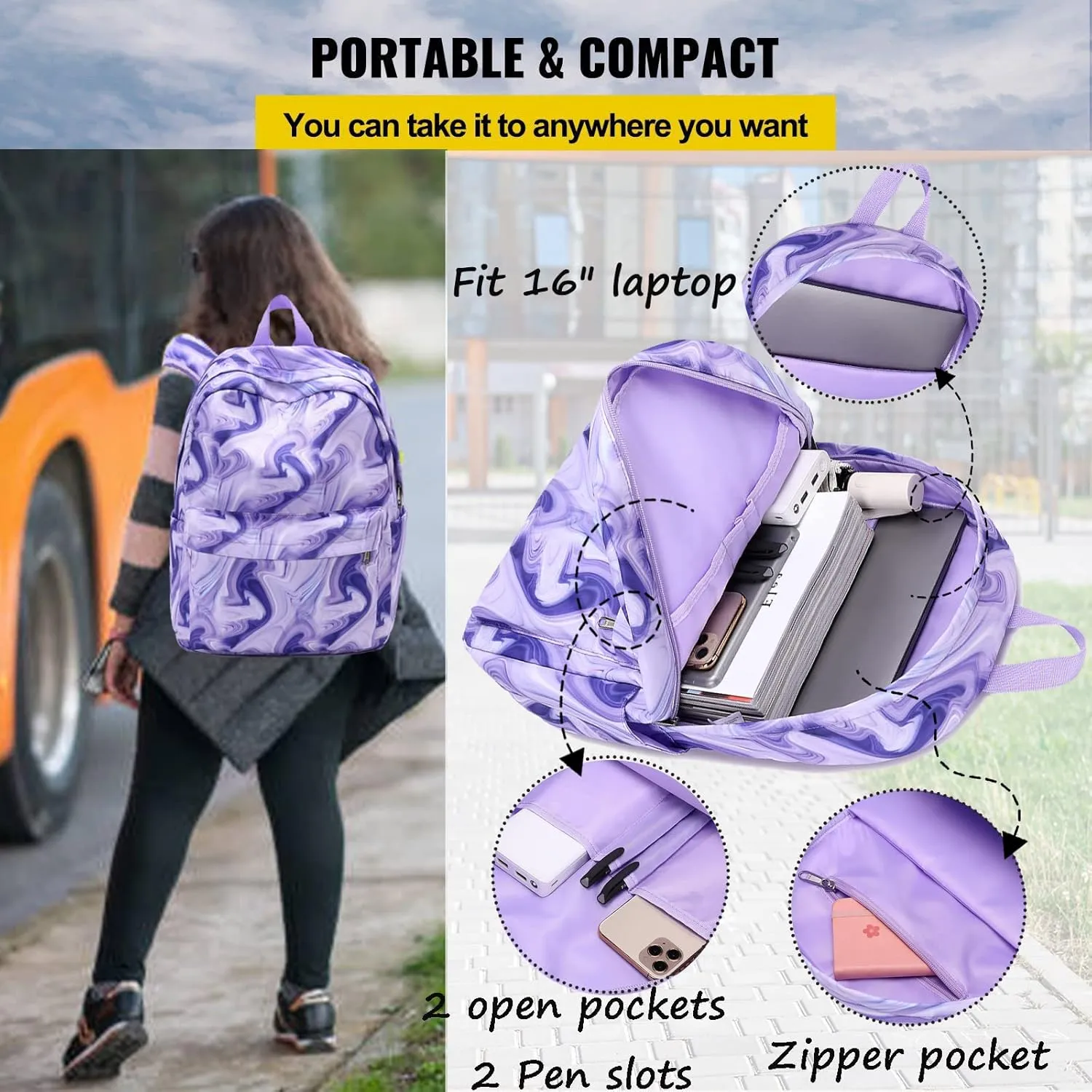 Jumpopack Backpack for Girls School Bag With Lunch Box - Kids Bookbag for Teen Girls