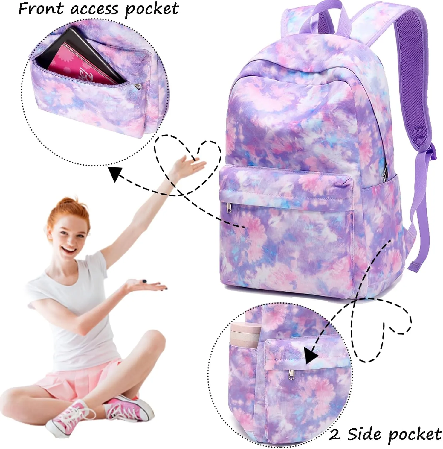 Jumpopack Backpack for Girls School Bag With Lunch Box - Kids Bookbag for Teen Girls