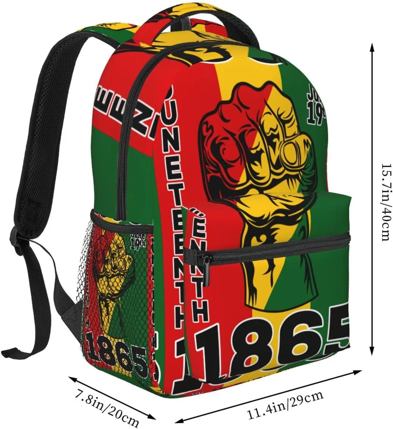 Juneteenth Black History Month Pride Victory Fist Backpack Lightweight Laptop Backpack Casual Daypack Travel Double Shoulder Bag For Women Men