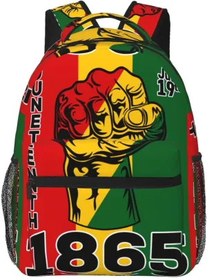 Juneteenth Black History Month Pride Victory Fist Backpack Lightweight Laptop Backpack Casual Daypack Travel Double Shoulder Bag For Women Men
