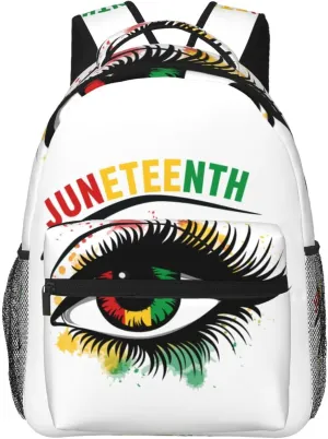 Juneteenth Black History Month Women Eys Backpack Lightweight Laptop Backpack Casual Daypack Travel Double Shoulder Bag For Women Men