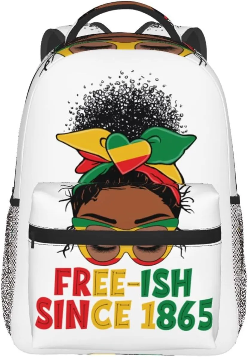 Juneteenth Free-ish Since 1865 Backpack Lightweight Laptop Backpack Casual Daypack Travel Double Shoulder Bag For Women Men