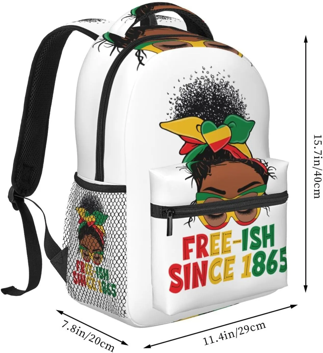 Juneteenth Free-ish Since 1865 Backpack Lightweight Laptop Backpack Casual Daypack Travel Double Shoulder Bag For Women Men