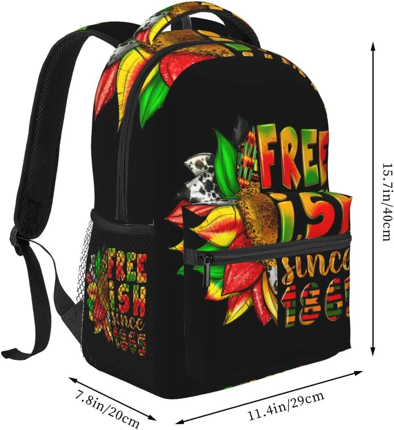 Juneteenth Free-ish Since 1865 Backpack Lightweight Laptop Backpack Casual Daypack Travel Double Shoulder Bag For Women Men
