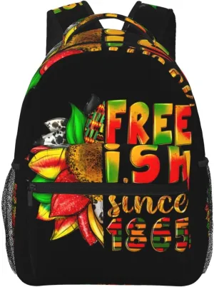 Juneteenth Free-ish Since 1865 Backpack Lightweight Laptop Backpack Casual Daypack Travel Double Shoulder Bag For Women Men