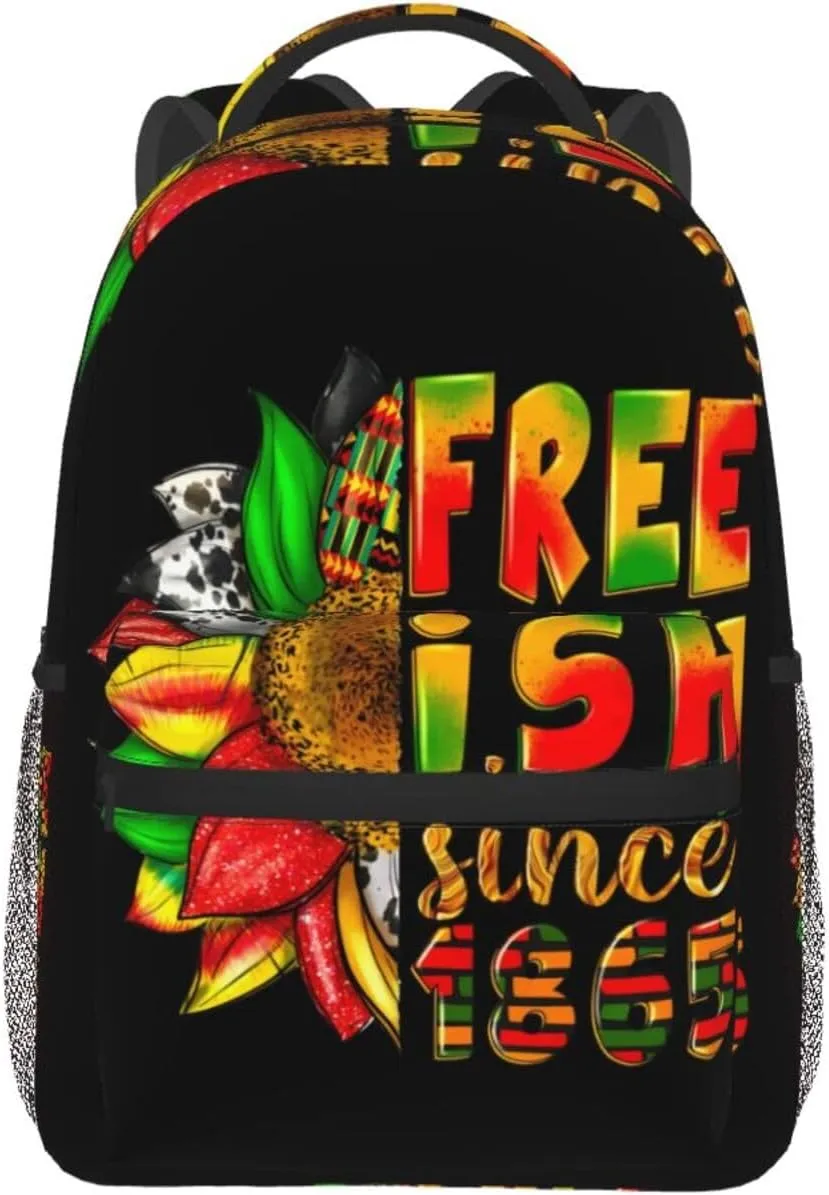 Juneteenth Free-ish Since 1865 Backpack Lightweight Laptop Backpack Casual Daypack Travel Double Shoulder Bag For Women Men