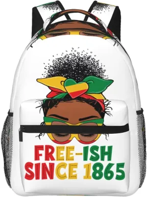 Juneteenth Free-ish Since 1865 Backpack Lightweight Laptop Backpack Casual Daypack Travel Double Shoulder Bag For Women Men