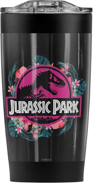 Jurassic Park Jungle Foilage Logo Stainless Steel Tumbler 20 oz Coffee Travel Mug/Cup, Vacuum Insulated & Double Wall with Leakproof Sliding Lid | Great for Hot Drinks and Cold Beverages