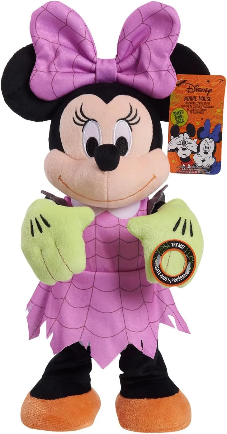 Just Play Disney Seasonal Zombie Minnie Mouse Halloween 13.5-inch Feature Plush, Music and Dancing, Kids Toys for Ages 3 Up