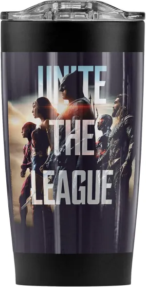 Justice League Movie Unite The League Stainless Steel Tumbler 20 oz Coffee Travel Mug/Cup, Vacuum Insulated & Double Wall with Leakproof Sliding Lid | Great for Hot Drinks and Cold Beverages