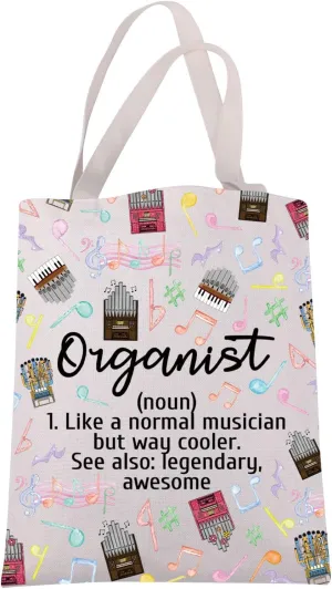 JXGZSO Organist Definition Tote Bag Pipe Organ Lover Gift Musical Instrument Shoulder Bag Gifts For Organists