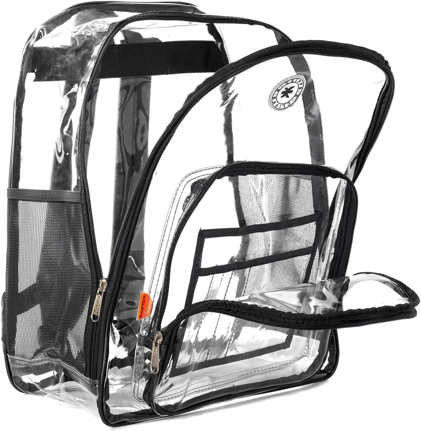 K-Cliffs Large Transparent Backpack Clear Heavy Duty School Bag Durable Student Bookbag See Through Vinyl Daypack Workbag