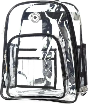 K-Cliffs Large Transparent Backpack Clear Heavy Duty School Bag Durable Student Bookbag See Through Vinyl Daypack Workbag