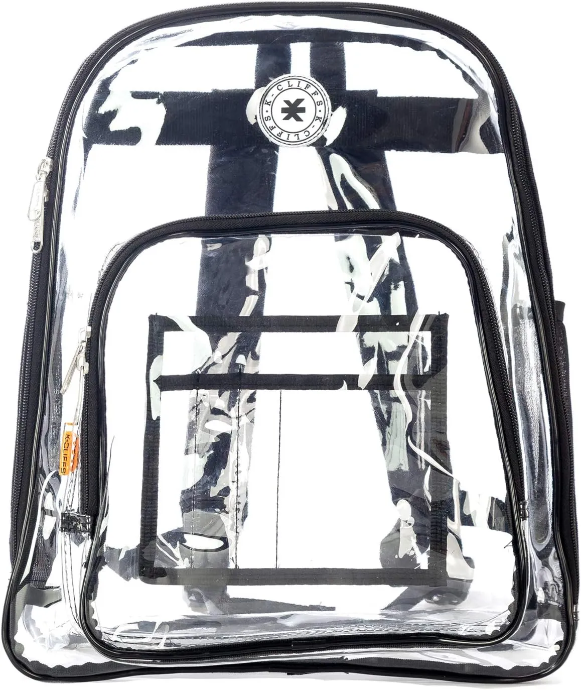 K-Cliffs Large Transparent Backpack Clear Heavy Duty School Bag Durable Student Bookbag See Through Vinyl Daypack Workbag